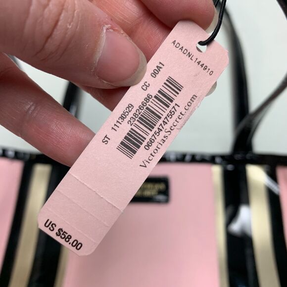 Victorias Secret Womens Shoulder Bag Handbag Tote Purse Pink Black - Picture 8 of 9